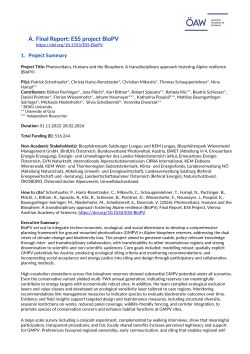 Photovoltaics, Humans and the Biosphere: A transdisciplinary approach fostering Alpine resilience (BioPV)